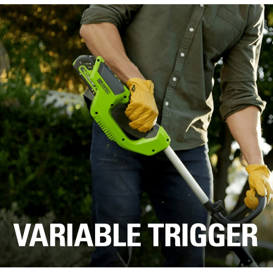 Akumuliatorinis trimeris - žoliapjovė Greenworks G40LTK2, 40 V, 2,0 Ah 3 Akumuliatorinis trimeris - žoliapjovė Greenworks G40LTK2, 40 V, 2,0 Ah 3