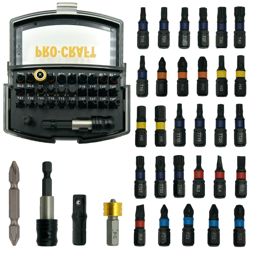 Sukimo antgalių komplektas ProCraft BS-32, S2, 32 vnt. Sukimo antgalių komplektas ProCraft BS-32, S2, 32 vnt.