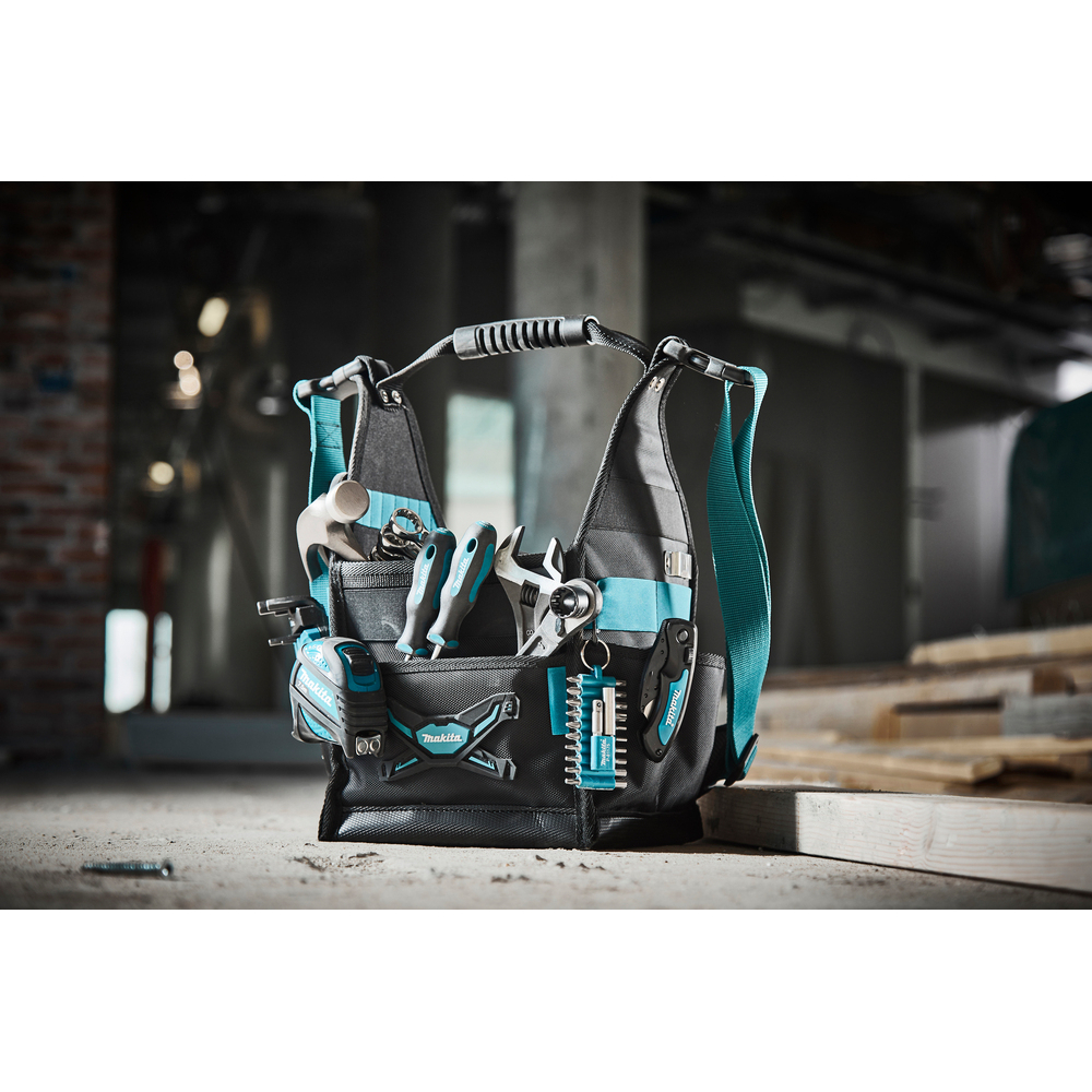 Surtvirtintas 4-jų skyrių, universalus, atviras keturkampis krepšys įrankiams Makita E-05480 1 Surtvirtintas 4-jų skyrių, universalus, atviras keturkampis krepšys įrankiams Makita E-05480 1
