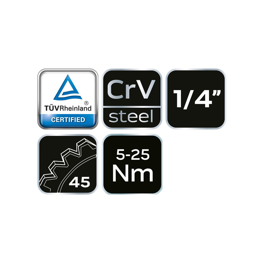 Sukimo momento veržliaraktis 1/4", 5-25 Nm 7