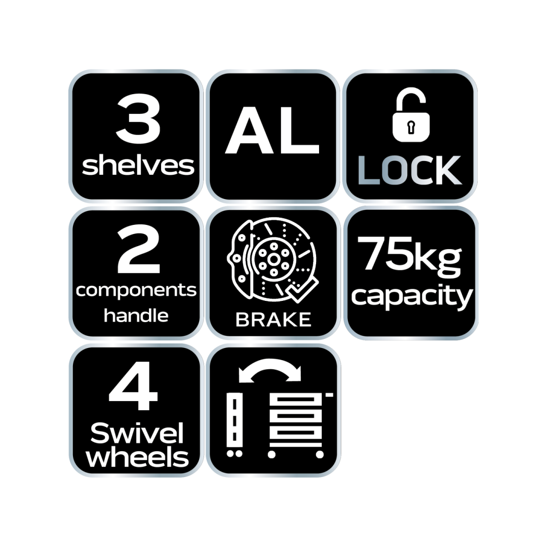 Sulankstomas 75 kg aptarnavimo vežimėlis su įrankių organizatoriumi 8