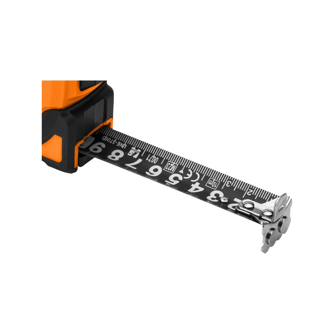 Super Black plieninė ruletė 7,5 m x 25 mm, automatinis užraktas, du stabdymo mygtukai, magnetas 8