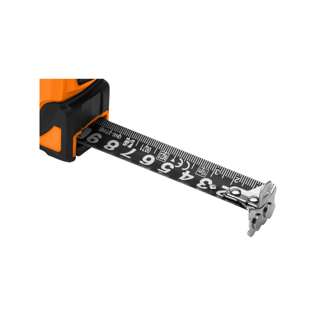 Super Black plieninėruletė 5 m x 25 mm, automatinis užraktas, du stabdymo mygtukai, magnetas 8