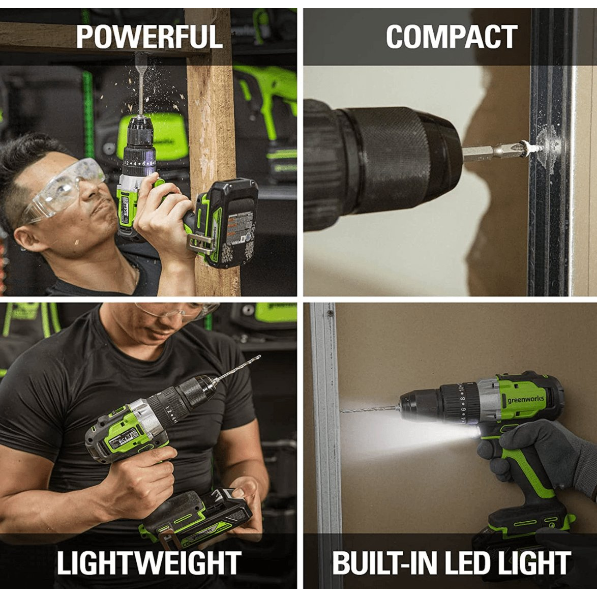 Akumuliatorinis suktuvas-gręžtuvas Greenworks GD24DD60K2, 24 V, 2,0 Ah, 60 Nm 4 Akumuliatorinis suktuvas-gręžtuvas Greenworks GD24DD60K2, 24 V, 2,0 Ah, 60 Nm 4