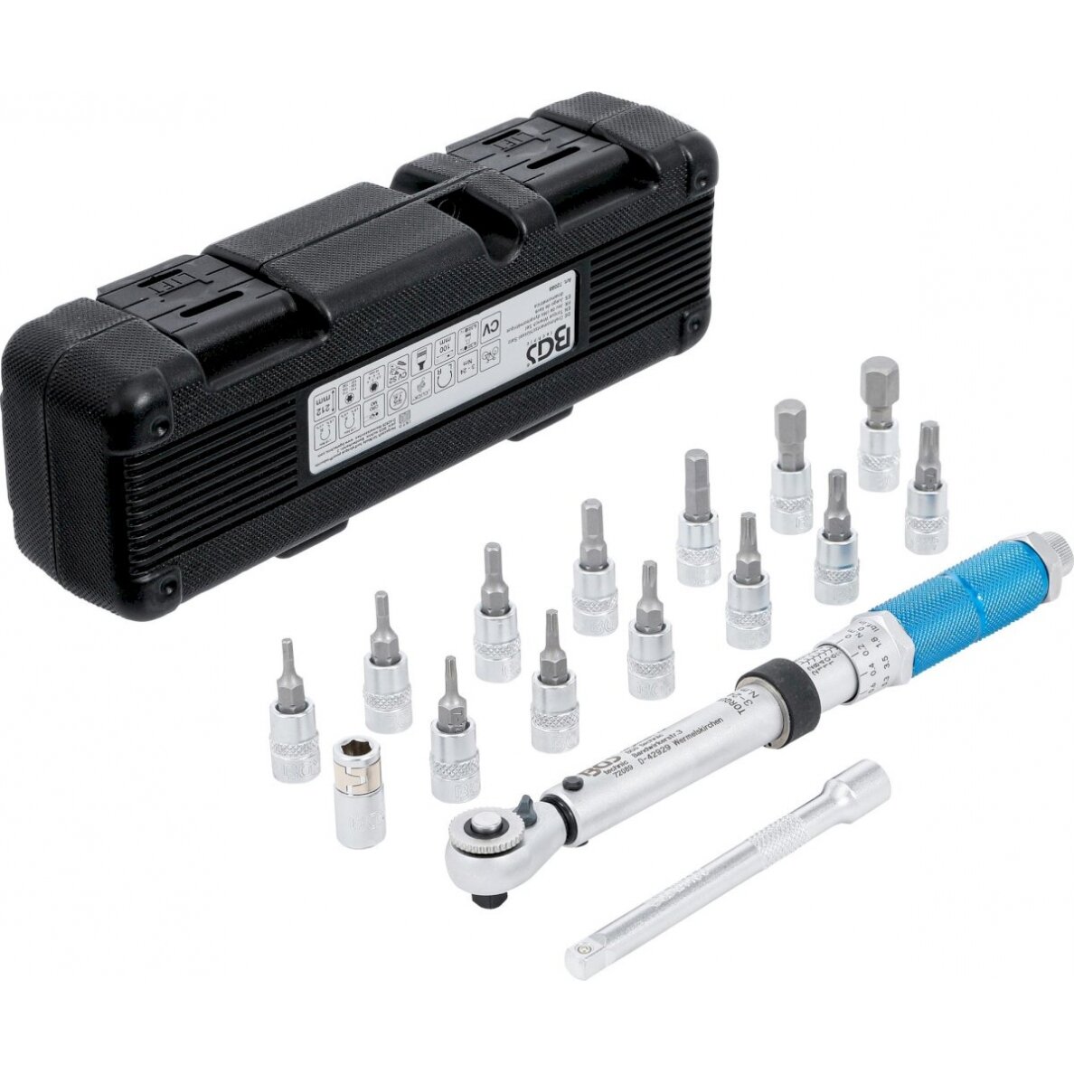 Sukimo momento veržliarakčio rinkinys | dinamometras | 6.3 mm (1/4") | 3 - 24 Nm | 16 vnt. (72088) Sukimo momento veržliarakčio rinkinys | dinamometras | 6.3 mm (1/4") | 3 - 24 Nm | 16 vnt. (72088)