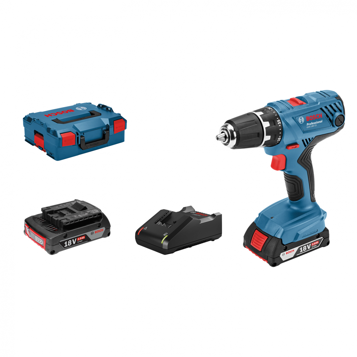 Suktuvas-gręžtuvas Bosch GSR 18V-21, LB 2x2.0, 18V-40