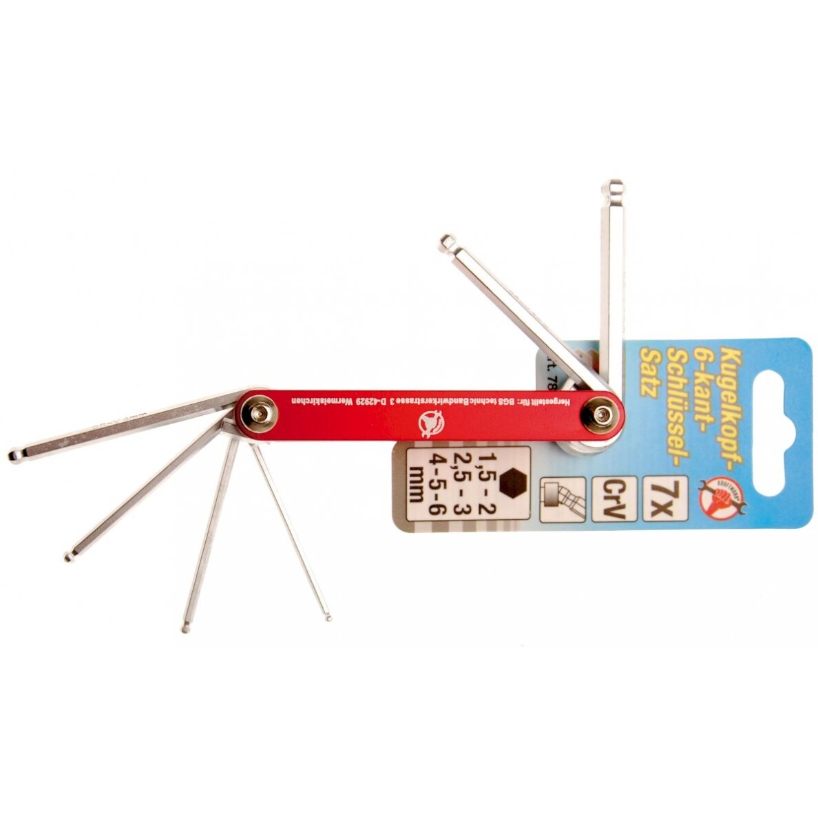 Sulankstomi raktai | Vidinis šešiakampis su šarnyru, 1,5-6 mm | 7 vnt. (7847) Sulankstomi raktai | Vidinis šešiakampis su šarnyru, 1,5-6 mm | 7 vnt. (7847)