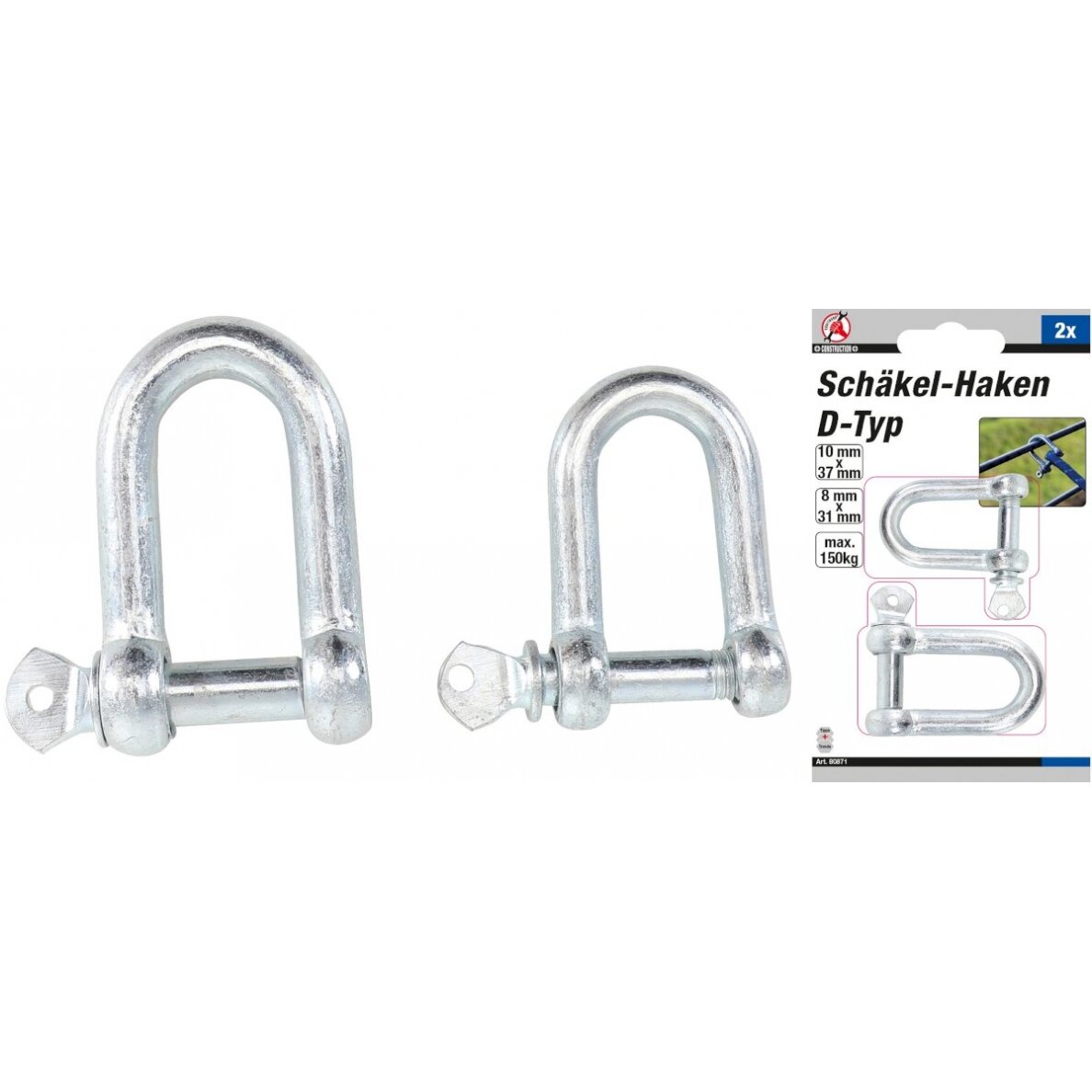 Susukamų karabinų komplektas | D tipas | 2 vnt. (80871) Susukamų karabinų komplektas | D tipas | 2 vnt. (80871)