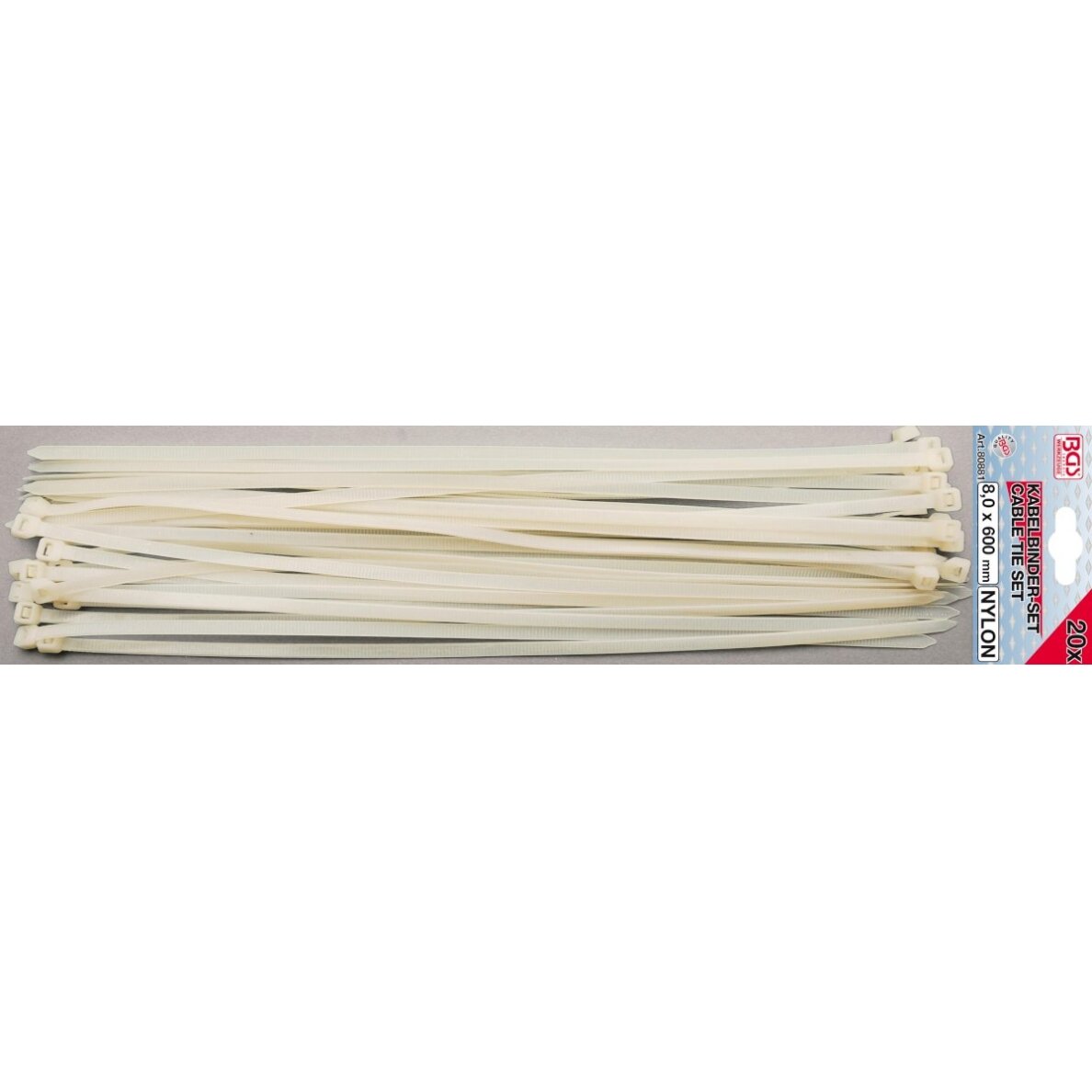 Suveržimo dirželiai  | balti | 8,0 x 600 mm | 20 vnt. (80881)