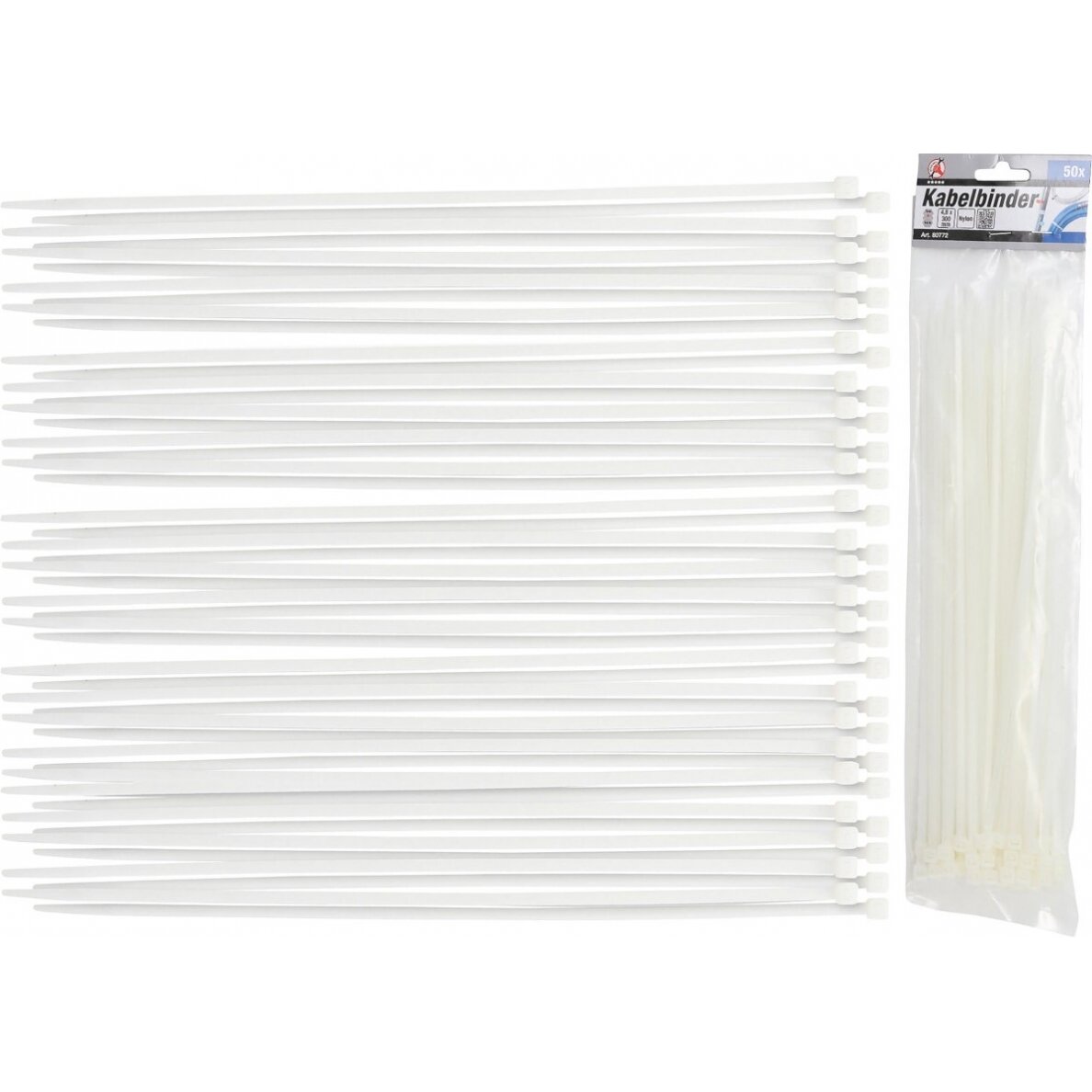 Suveržimo dirželių asortimentas | balti | 4,8 x 300 mm | 50 vnt. (80772) Suveržimo dirželių asortimentas | balti | 4,8 x 300 mm | 50 vnt. (80772)