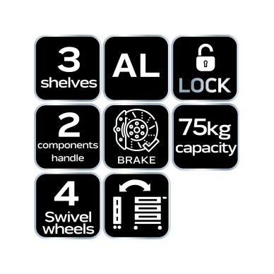 Sulankstomas 75 kg aptarnavimo vežimėlis su įrankių organizatoriumi 8 Sulankstomas 75 kg aptarnavimo vežimėlis su įrankių organizatoriumi 8