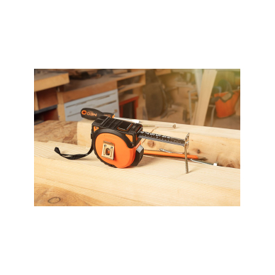 Super Black plieninė ruletė 5 m x 19 mm, automatinis užraktas, du stabdymo mygtukai, magnetas 6