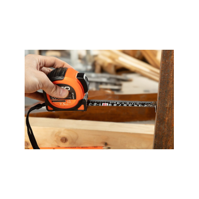 Super Black plieninėruletė 10 m x 25 mm, automatinis užraktas, du stabdymo mygtukai, magnetas 4