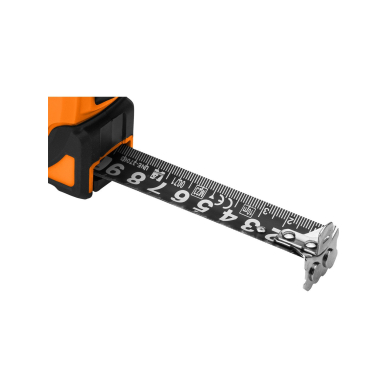 Super Black plieninėruletė 5 m x 25 mm, automatinis užraktas, du stabdymo mygtukai, magnetas 8 Super Black plieninėruletė 5 m x 25 mm, automatinis užraktas, du stabdymo mygtukai, magnetas 8