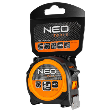 Suvyniota plieninė juosta 5 m x 25 mm, magnetas 1 Suvyniota plieninė juosta 5 m x 25 mm, magnetas 1