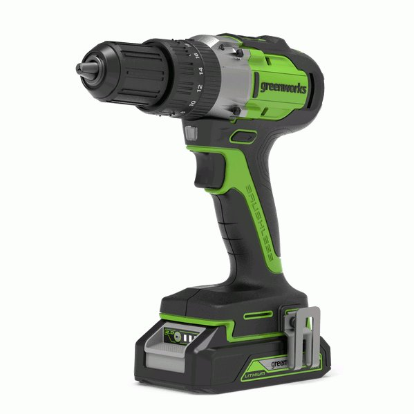 Akumuliatorinis suktuvas-gręžtuvas Greenworks GD24DD60K2, 24 V, 2,0 Ah, 60 Nm 1 Akumuliatorinis suktuvas-gręžtuvas Greenworks GD24DD60K2, 24 V, 2,0 Ah, 60 Nm 1