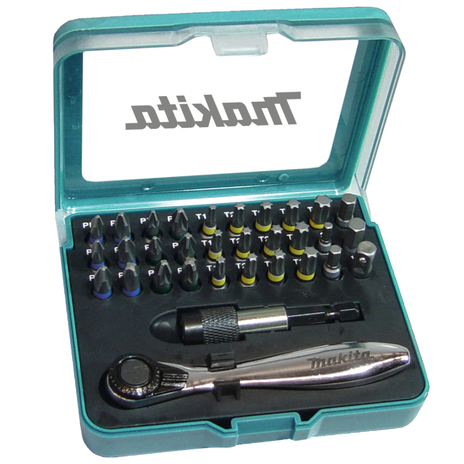 Sukimo antgalių ir grąžtų komplektas Makita P-79790, 32 vnt. Sukimo antgalių ir grąžtų komplektas Makita P-79790, 32 vnt.