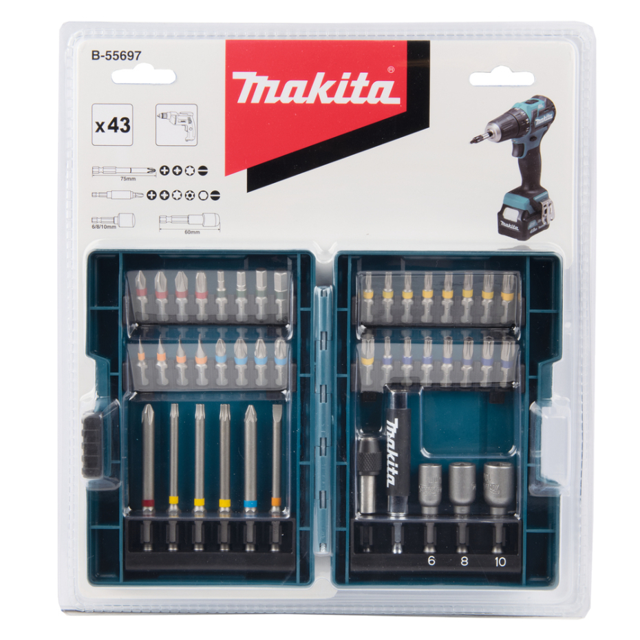 Sukimo antgalių komplektas Makita B-55697, 43 vnt. 25mm/75mm bits 4 Sukimo antgalių komplektas Makita B-55697, 43 vnt. 25mm/75mm bits 4