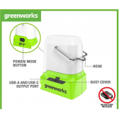 Akumuliatorinis LED šviestuvas Greenworks G24LA500, 24 V, 500 Lm , (tik įrankis)