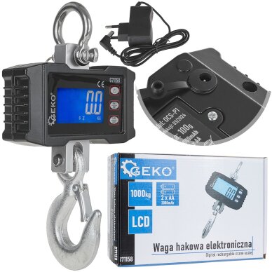 Svarstyklės su kabliu elektroninės 1000kg Svarstyklės su kabliu elektroninės 1000kg