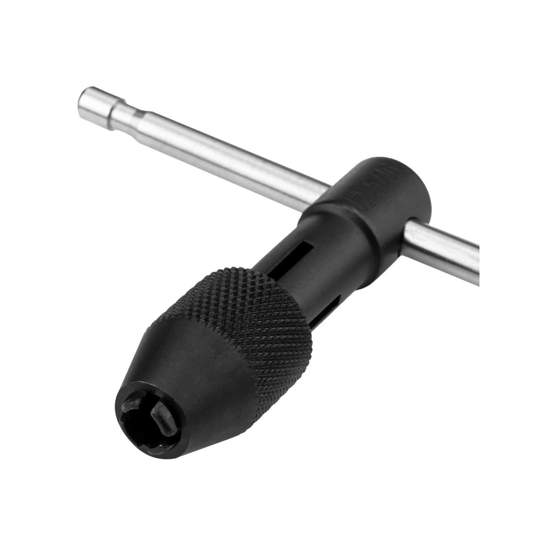 T formos rankena rankiniam sriegikliui M3 - M8 su reketu, plieninė 3 T formos rankena rankiniam sriegikliui M3 - M8 su reketu, plieninė 3