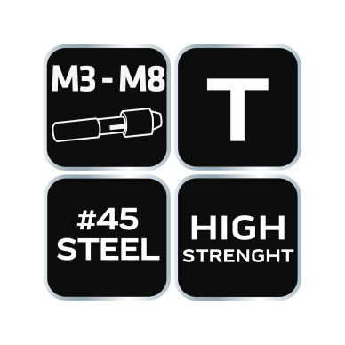 T formos rankena rankiniam sriegikliui M3 - M8 su reketu, plieninė 6 T formos rankena rankiniam sriegikliui M3 - M8 su reketu, plieninė 6