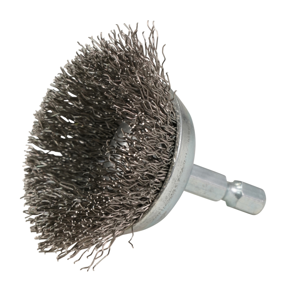 Taurės formos vielinis šepetys Makita D-76554, 28mm, su 1/4'' šešiakampiu antgaliu 1 Taurės formos vielinis šepetys Makita D-76554, 28mm, su 1/4'' šešiakampiu antgaliu 1