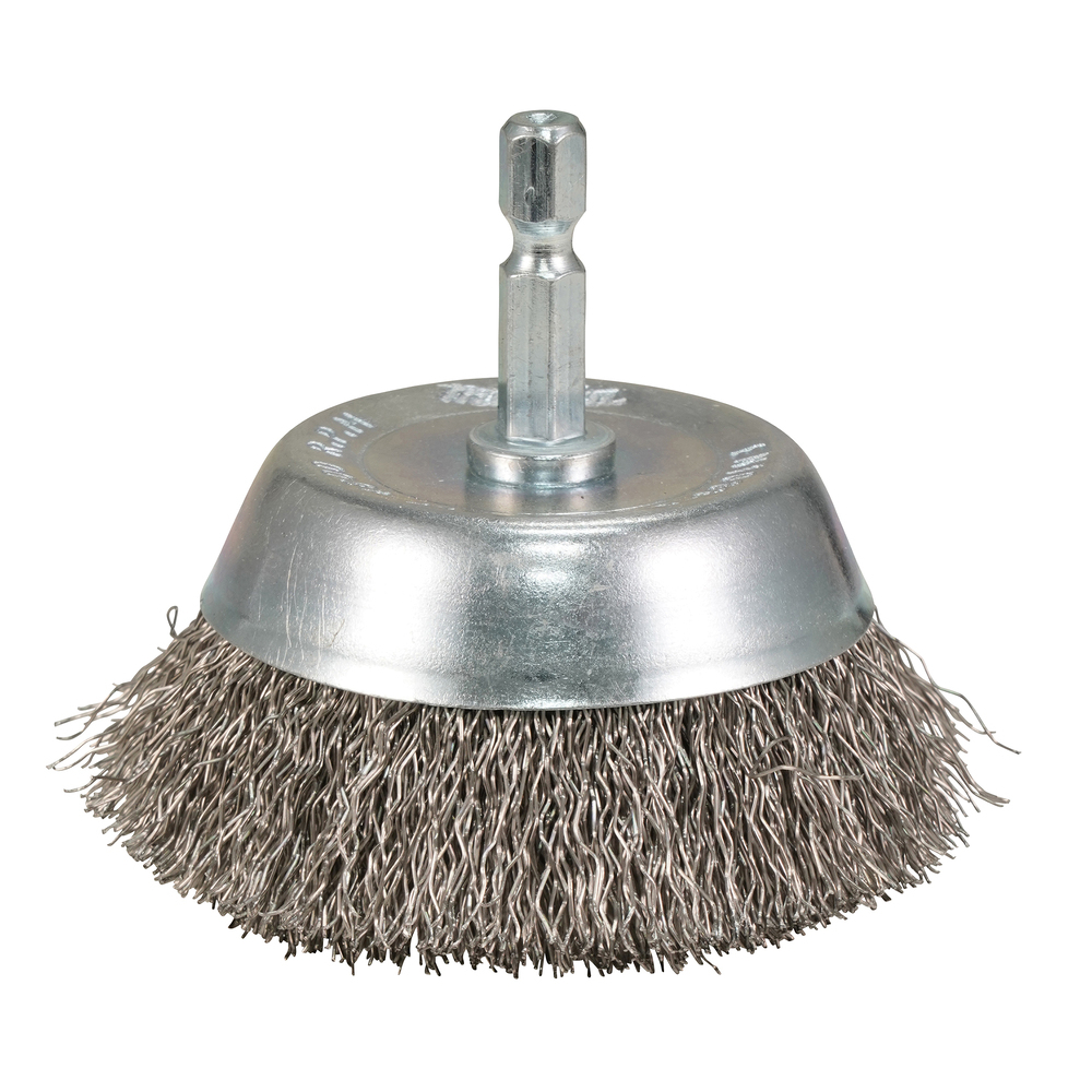 Taurės formos šveitimo šepetys Makita D-76576, 65mm, su 1/4'' šešiakampiu antgaliu Taurės formos šveitimo šepetys Makita D-76576, 65mm, su 1/4'' šešiakampiu antgaliu