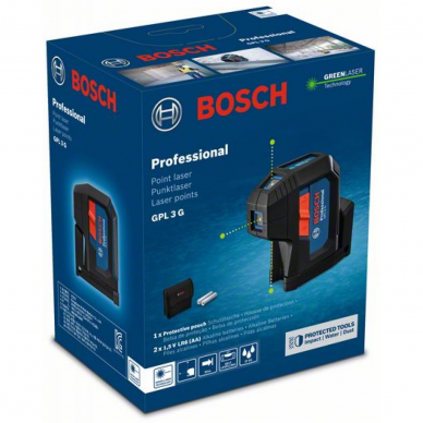 Taškinis lazerinis nivelyras Bosch GPL 3 G, BG 2x1.5V 2