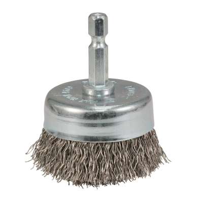 Taurės formos šveitimo šepetys Makita D-76560, 50mm, su 1/4'' šešiakampiu antgaliu Taurės formos šveitimo šepetys Makita D-76560, 50mm, su 1/4'' šešiakampiu antgaliu