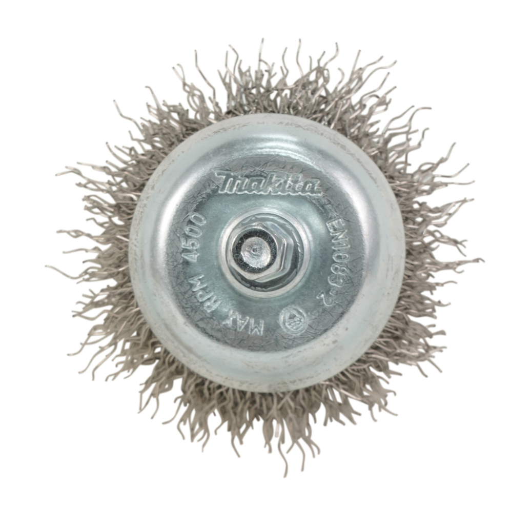 Taurės formos vielinis šepetys Makita D-76554, 28mm, su 1/4'' šešiakampiu antgaliu 3 Taurės formos vielinis šepetys Makita D-76554, 28mm, su 1/4'' šešiakampiu antgaliu 3