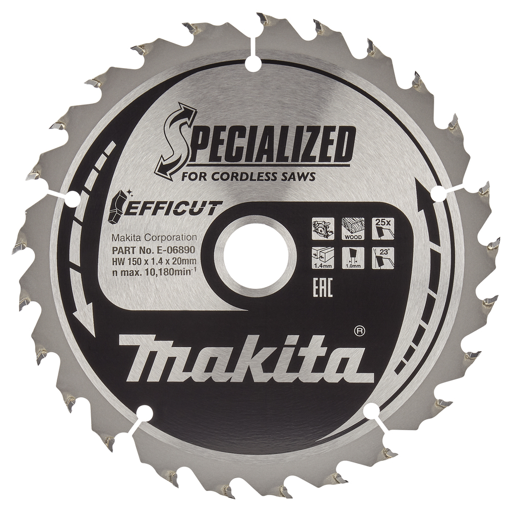 Pjovimo diskas Makita E-06890, 150X1.4X20mm, 23°, T25 Pjovimo diskas Makita E-06890, 150X1.4X20mm, 23°, T25