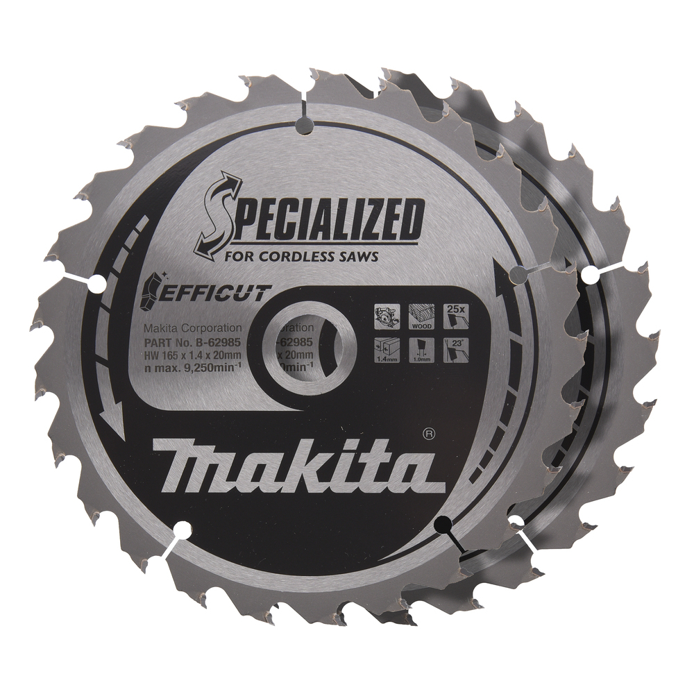 Pjovimo diskas Makita B-62985-2, 165X1.4X20mm, 23°, T25, 2 vnt. Pjovimo diskas Makita B-62985-2, 165X1.4X20mm, 23°, T25, 2 vnt.