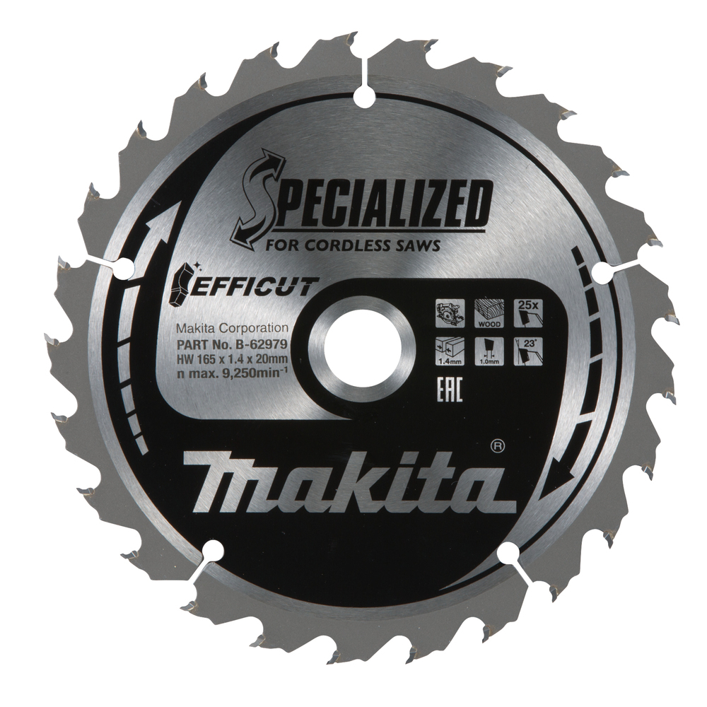 Pjovimo diskas Makita B-62979, EFFICUT 165X1.4X20mm, 23°, T25 Pjovimo diskas Makita B-62979, EFFICUT 165X1.4X20mm, 23°, T25