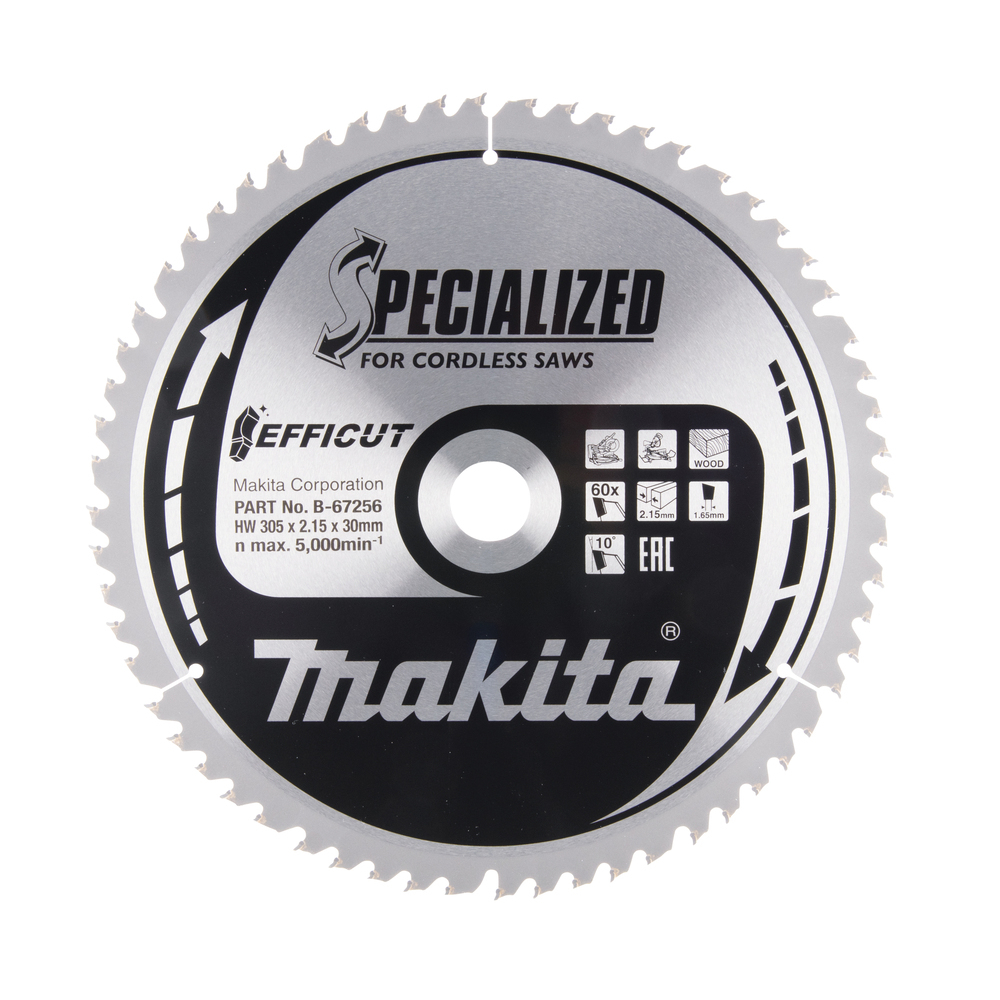 Pjovimo diskas Makita B-67256 EFFICUT 305X2.15X30mm, 10°, T60 Pjovimo diskas Makita B-67256 EFFICUT 305X2.15X30mm, 10°, T60