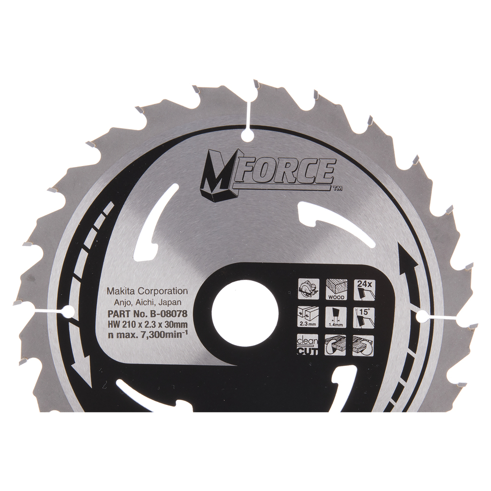 T.C.T. pjūklas M-FORCE 210X2.3X30mm 15° T24 Makita B-08078 T.C.T. pjūklas M-FORCE 210X2.3X30mm 15° T24 Makita B-08078