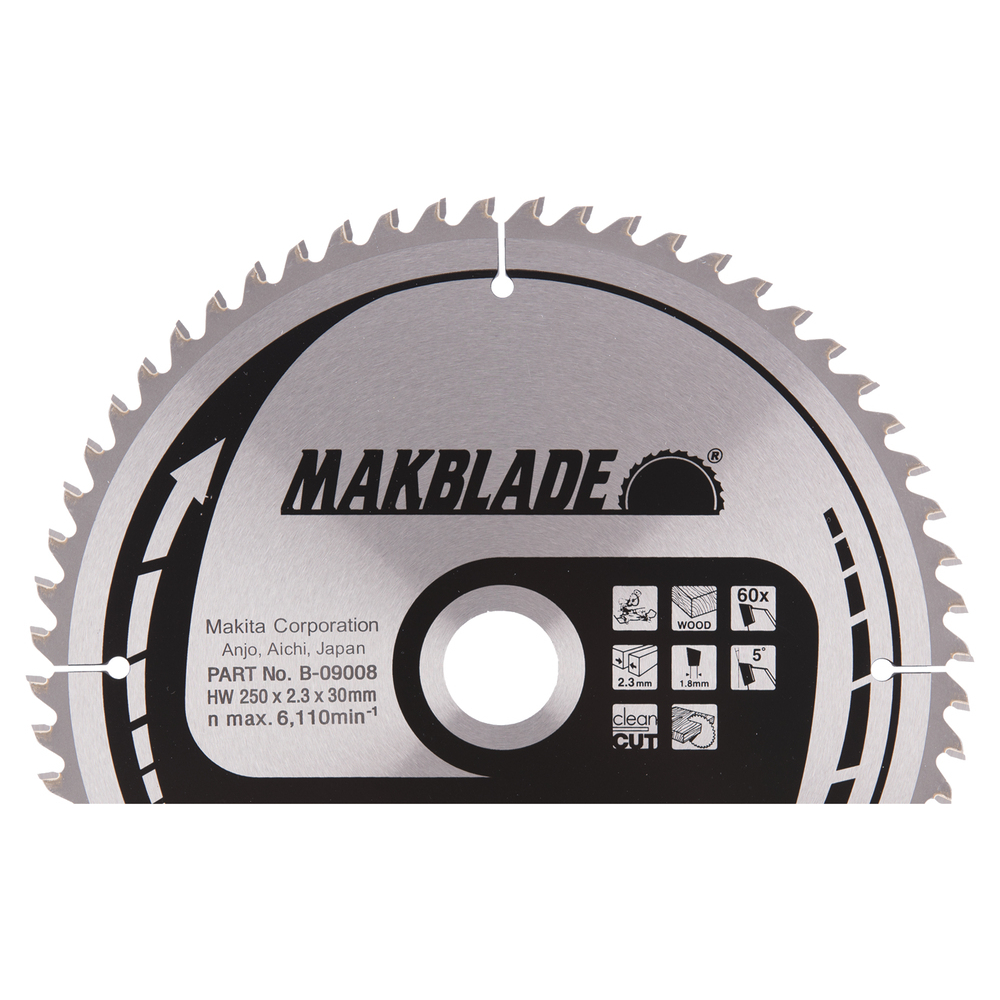 Pjovimo diskas Makita B-09008 MAKBLADE, 250X2.3X30mm, 5°, T60 Pjovimo diskas Makita B-09008 MAKBLADE, 250X2.3X30mm, 5°, T60
