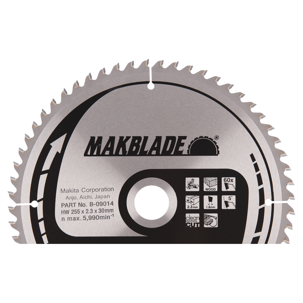 Pjovimo diskas Makita B-09014 MAKBLADE, 255X2.3X30mm, 5°, T60 Pjovimo diskas Makita B-09014 MAKBLADE, 255X2.3X30mm, 5°, T60