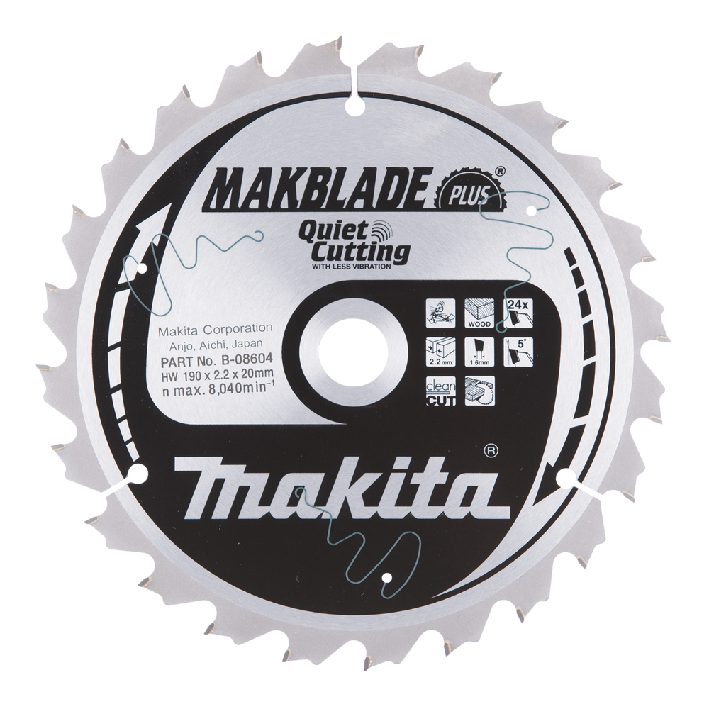 T.C.T. pjūklas MAKBLADE PLUS 190X2.2X20mm 5° T24 Makita B-08604 1