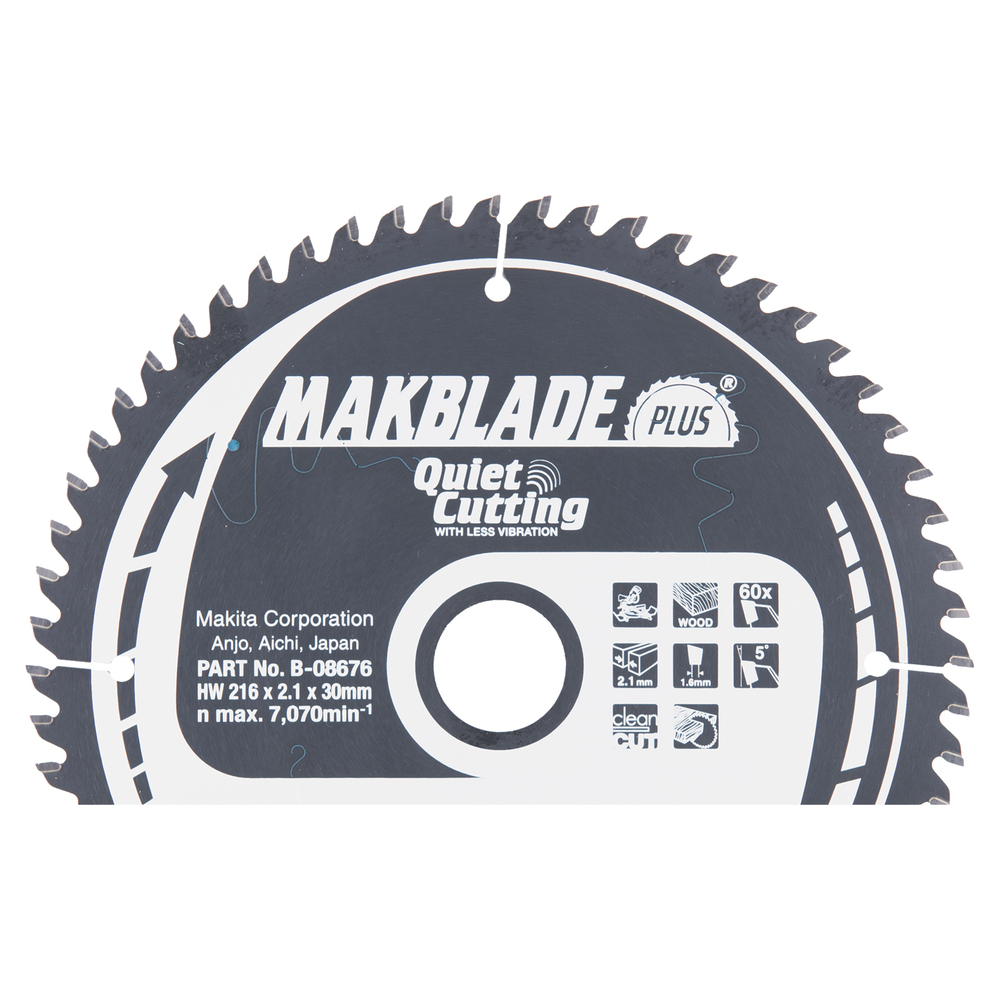 Pjovimo diskas Makita B-08676 MAKBLADE PLUS 216X2.1X30mm 5° T60 Pjovimo diskas Makita B-08676 MAKBLADE PLUS 216X2.1X30mm 5° T60
