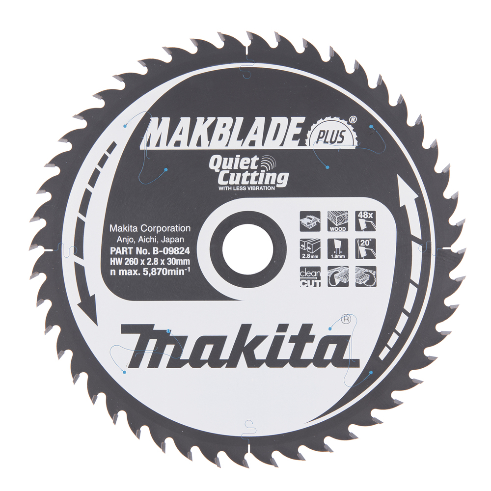 Pjovimo diskas Makita B-09824 MAKBLADE PLUS, 260X2.8X30mm, 20°, T48 1