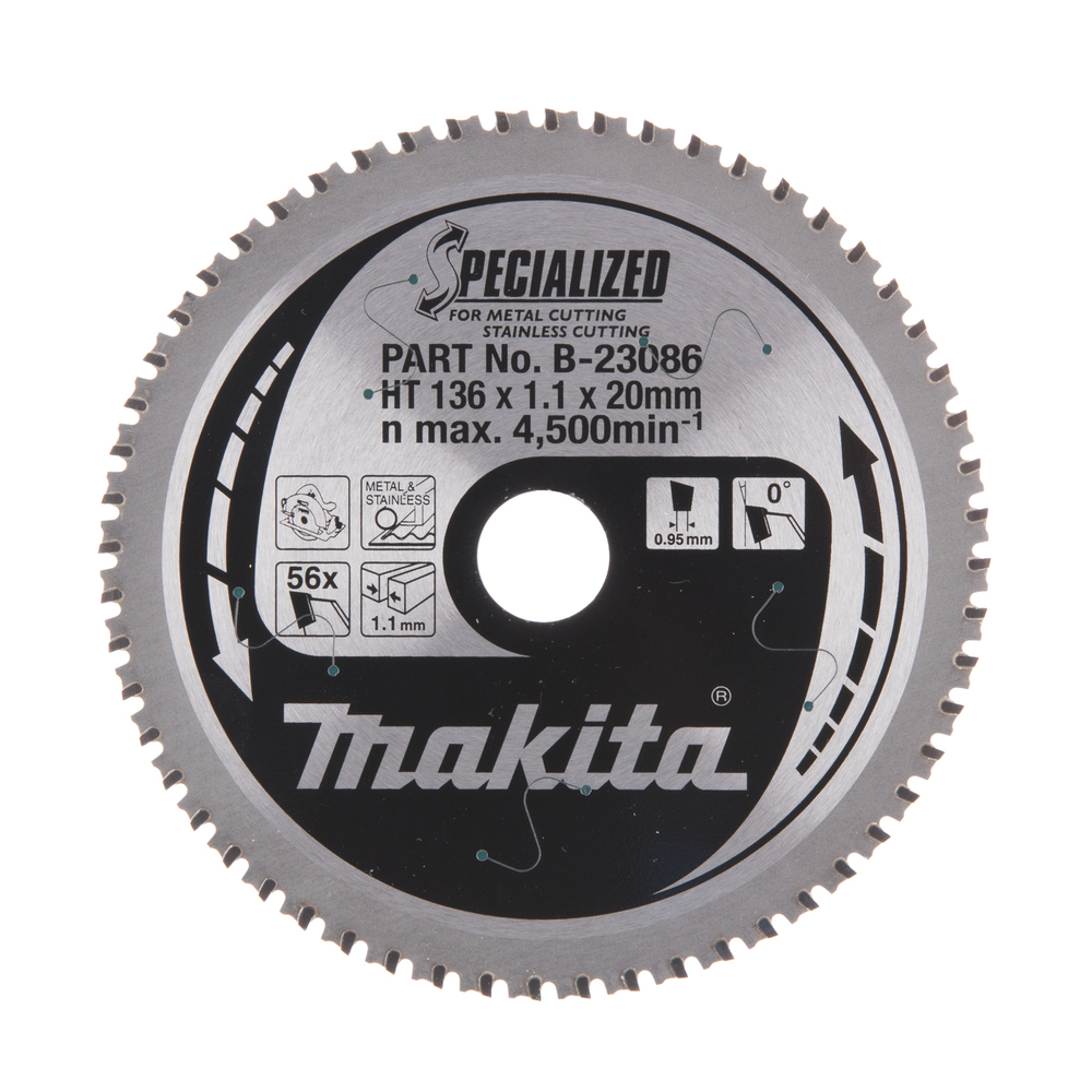 T.C.T. pjūklas SPECIALIZED 136X1.1X20mm 0° T56 Makita B-23086 1 T.C.T. pjūklas SPECIALIZED 136X1.1X20mm 0° T56 Makita B-23086 1