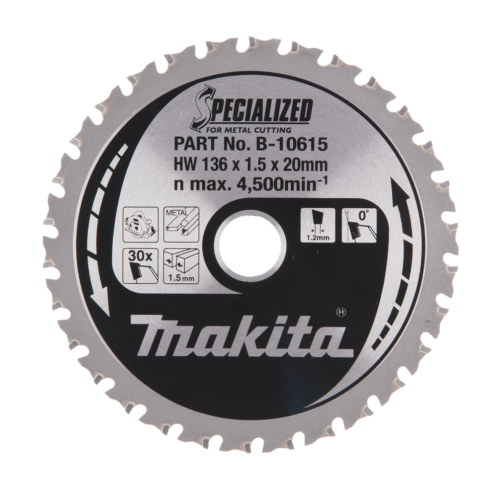 Pjovimo diskas Makita B-10615 SPECIALIZED, 136X1.5X20mm, 0°, T30 Pjovimo diskas Makita B-10615 SPECIALIZED, 136X1.5X20mm, 0°, T30