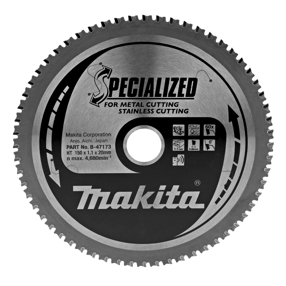 Pjovimo diskas Makita B-47173 SPECIALIZED, 150X1.1X20mm, 0°, T60 Pjovimo diskas Makita B-47173 SPECIALIZED, 150X1.1X20mm, 0°, T60