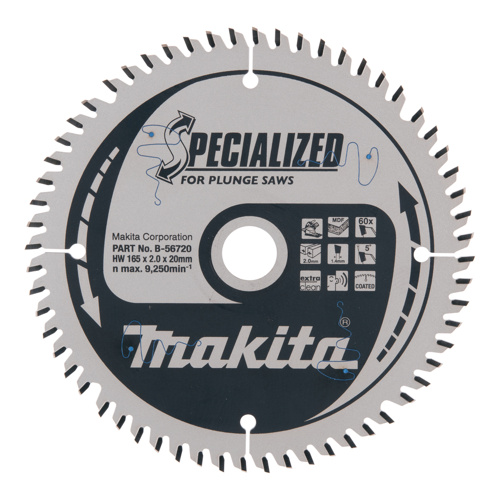 T.C.T. pjūklas SPECIALIZED 165X2X20mm 5° T60 Makita B-56720 1