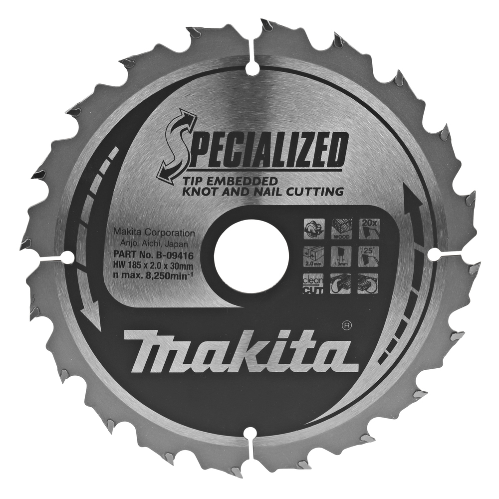 Pjovimo diskas Makita B-09416 SPECIALIZED, 185X2X30mm, 25°, T20 Pjovimo diskas Makita B-09416 SPECIALIZED, 185X2X30mm, 25°, T20