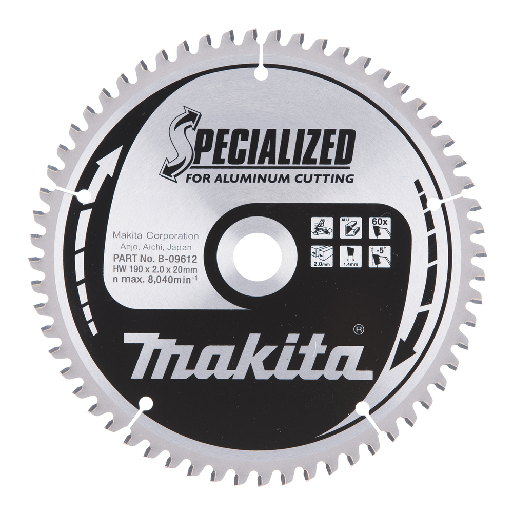 T.C.T. pjūklas SPECIALIZED 190X2X20mm -5° T60 Makita B-09612 1