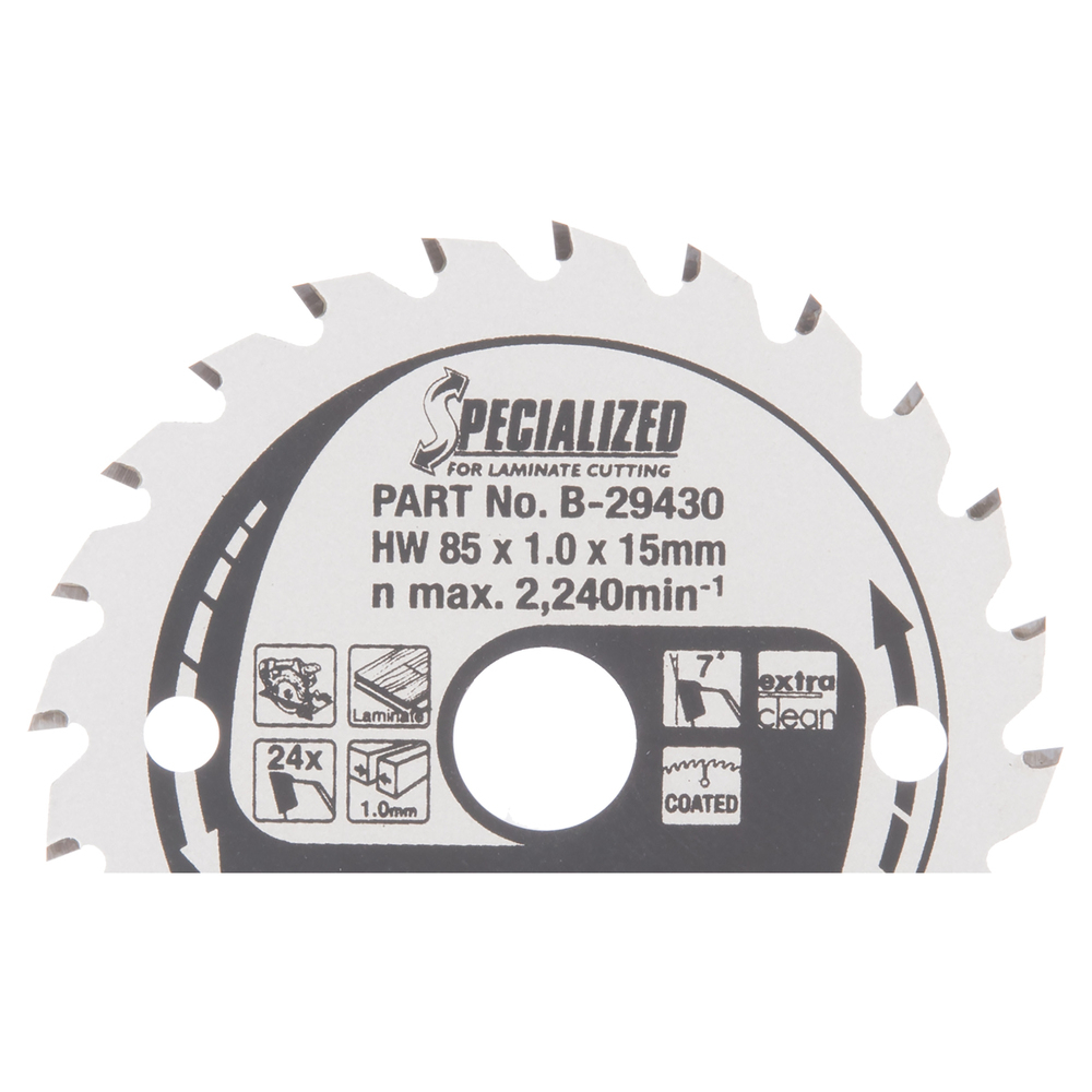 Pjovimo diskas Makita B-29430 SPECIALIZED, 85X1X15mm, 7°, T24 1 Pjovimo diskas Makita B-29430 SPECIALIZED, 85X1X15mm, 7°, T24 1