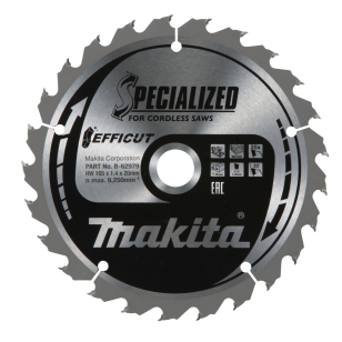 Pjovimo diskas Makita B-62979, EFFICUT 165X1.4X20mm, 23°, T25