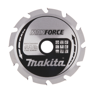 T.C.T. pjovimo diskas Makita B-08224, MAKFORCE 190X2X30mm, 20°, T12